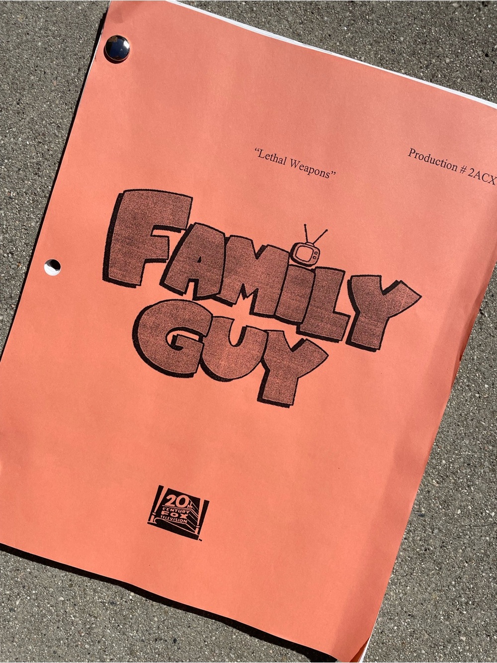 RARE Vtg Family Guy 1999 Lethal Weapons Production Used Table Draft Script